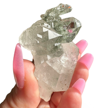 Load image into Gallery viewer, Anatase Chlorite Phantom Gwindel Himalayan Samadhi Quartz, Meru Peak, India