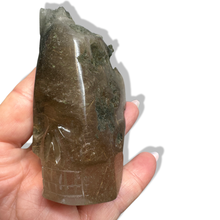 Load image into Gallery viewer, Golden Rutile Chlorite Samādhi Himalayan Quartz Skull, Carved by Subhash, India