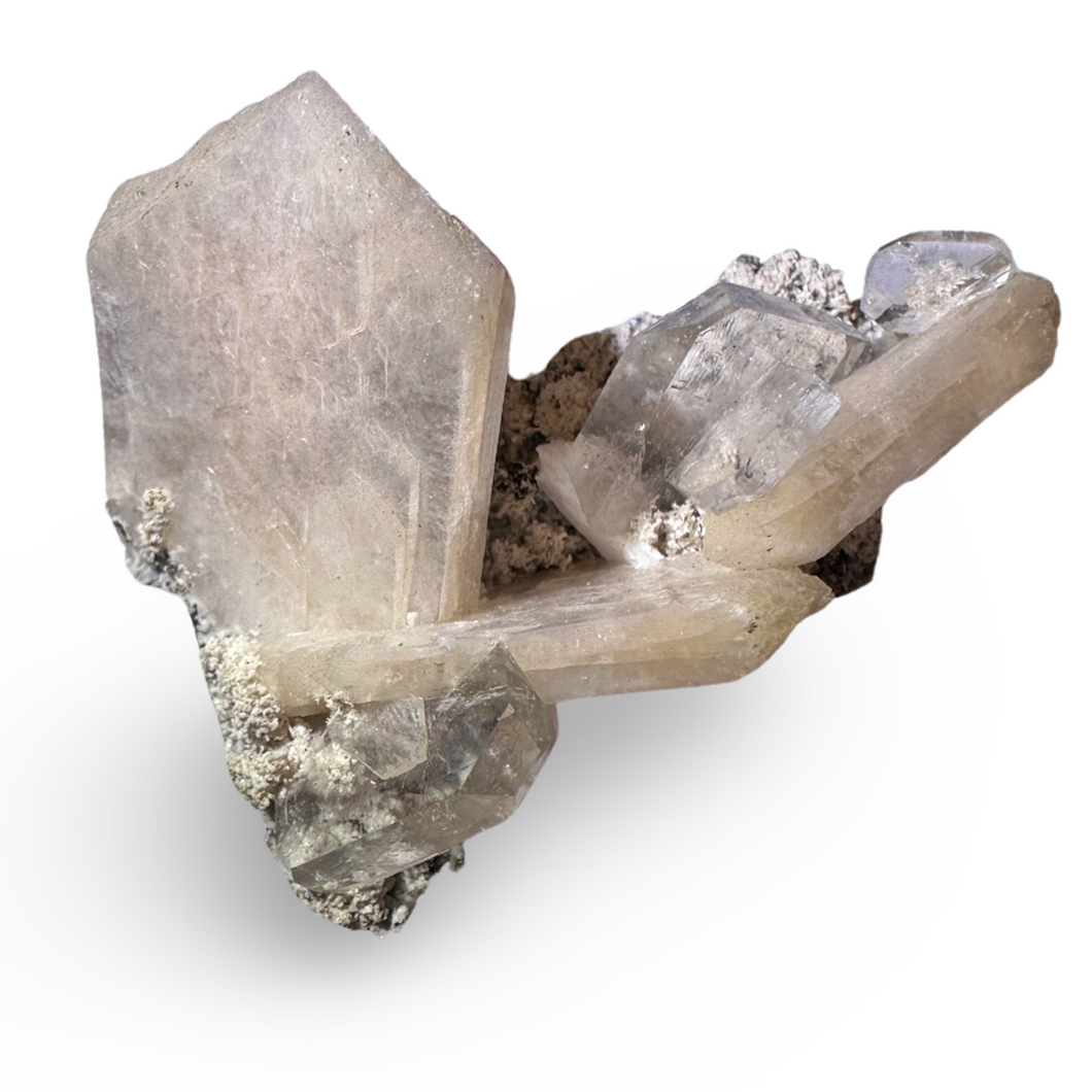 High Grade Apophyllite with Peach Stilbite on Matrix, Deccan Traps, India