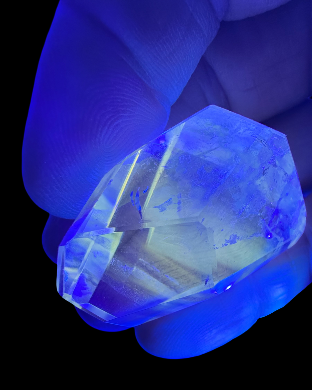 Ametrine Freeform with UV Reactive Powellite Phantoms, Galileia, Minas Gerais, Brazil