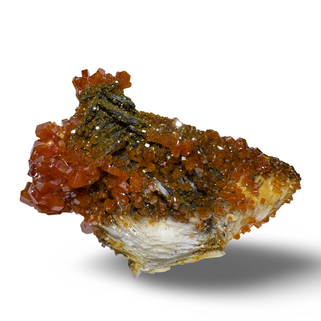 Vanadinite on Barite, Milbladen Mining District, Morocco