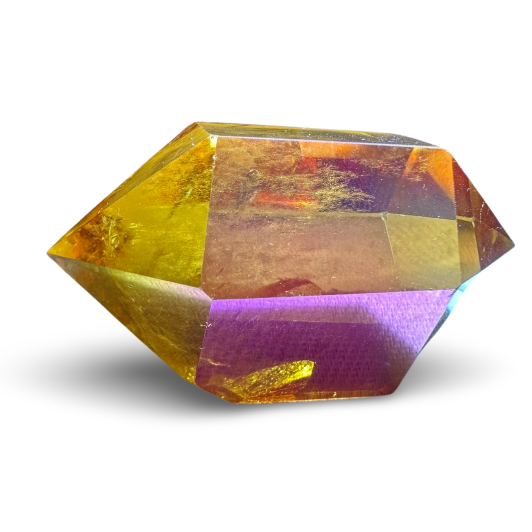 AAA Grade, ‘Inner Child’ Double Aura Coated Double Terminated Sunset Aura Quartz, USA
