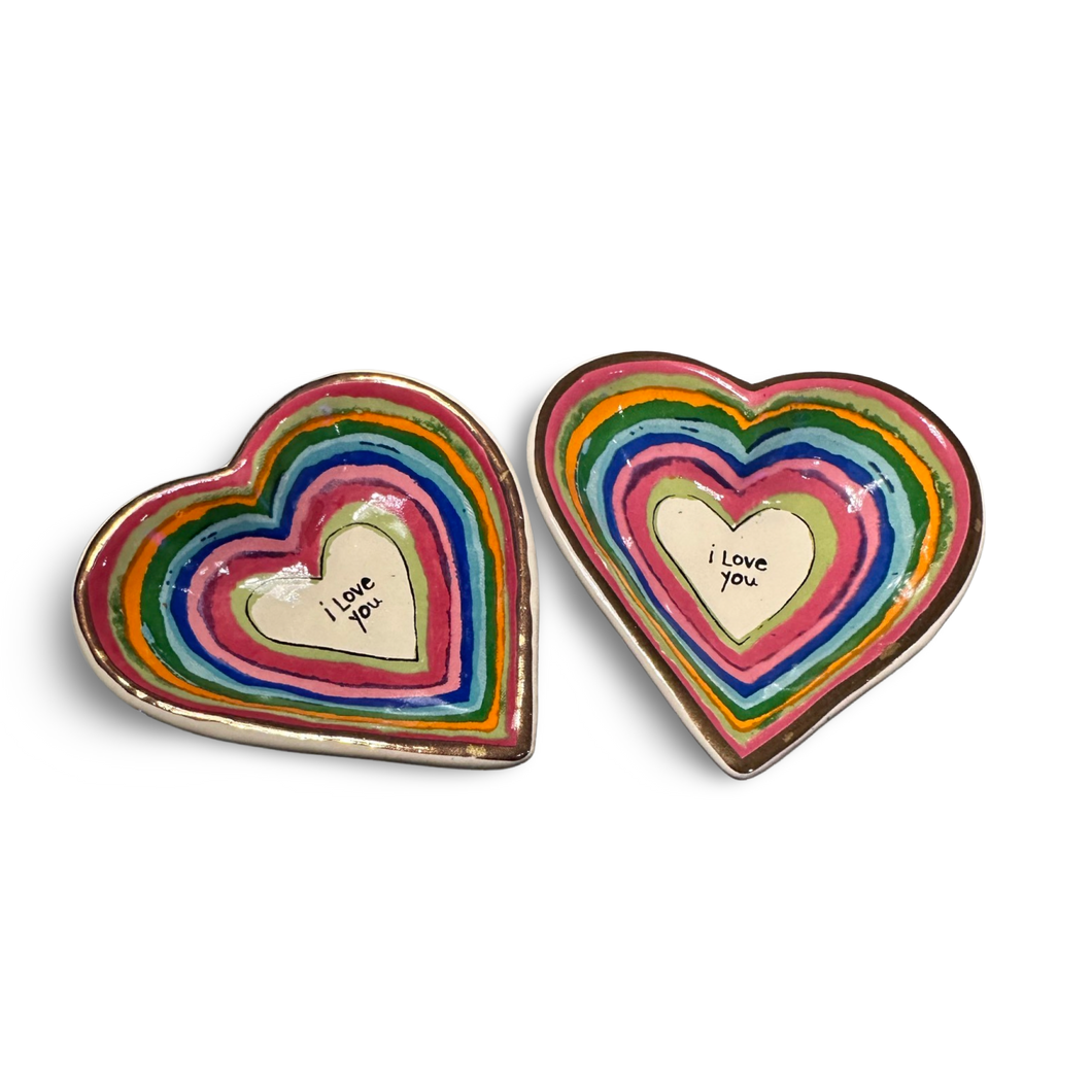 ‘I Love You’ Rainbow Painted Trinket Heart Bowl