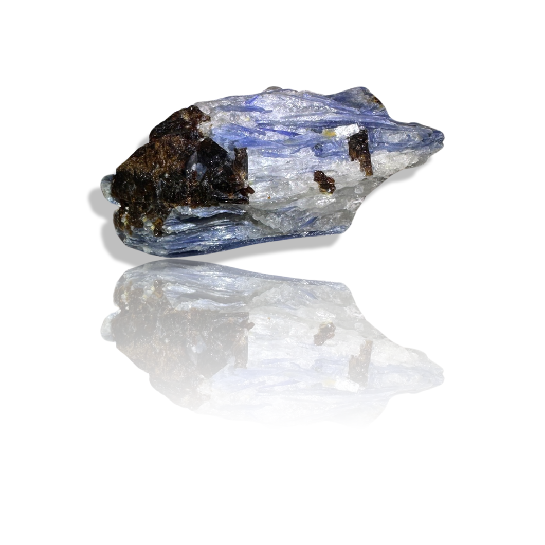 Blue Kyanite with Garnet & Quartz, Gerais Minas, Brazil