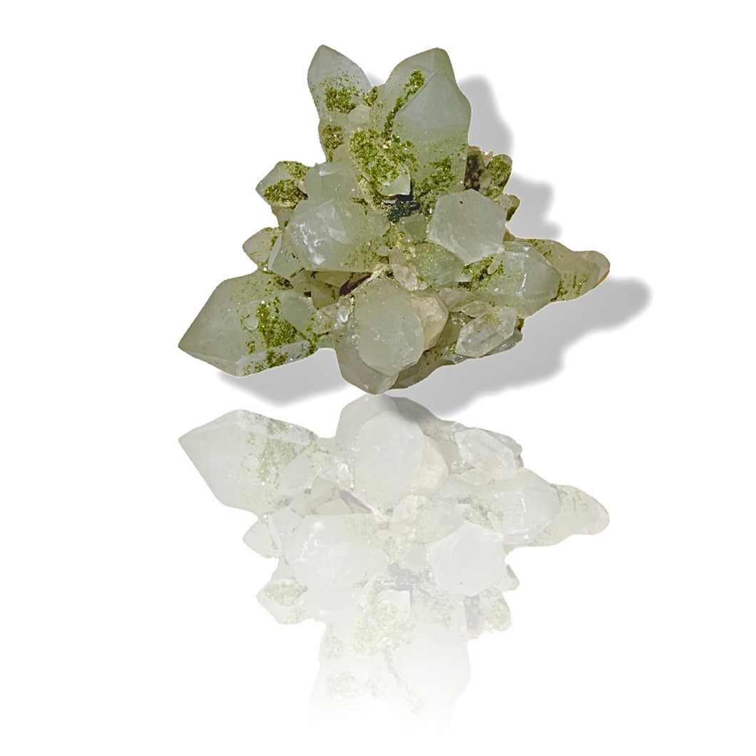 Druzy Epidote on Milk Quartz, Turkey