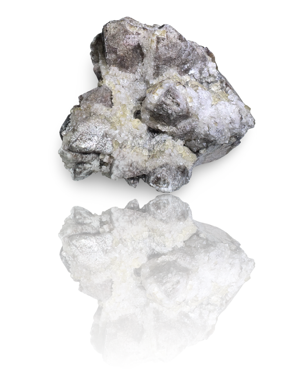 Dog Tooth Calcite with UV Reactive Fluorite, Hematite and Hyalite Opal, Potosi Mine, Santa Eulalia, Chihuahua, Mexico