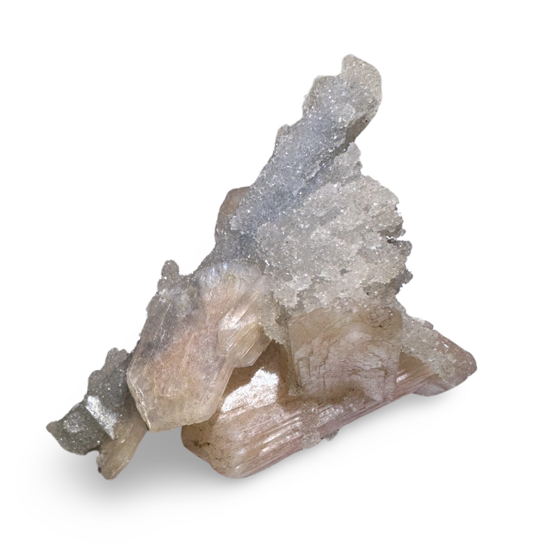 High Grade Apophyllite on Chalcedony Core with Peach Stilbite, Deccan Traps, India