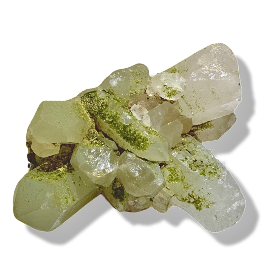 Druzy Epidote on Milk Quartz, Turkey