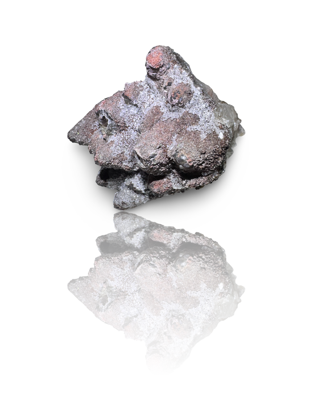 Dog Tooth Calcite with UV Reactive Fluorite, Hematite and Hyalite Opal, Potosi Mine, Santa Eulalia, Chihuahua, Mexico