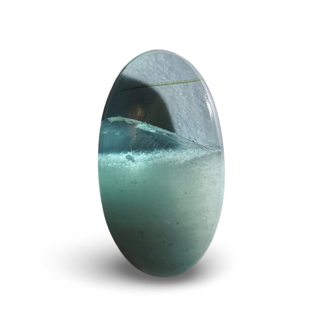 ‘Cloud Stone’ Green Alabaster Palm, Tremolite, Nephrite, Albite, Amphibole, Quartz and Obsidian Glass Slag, Wyoming, USA