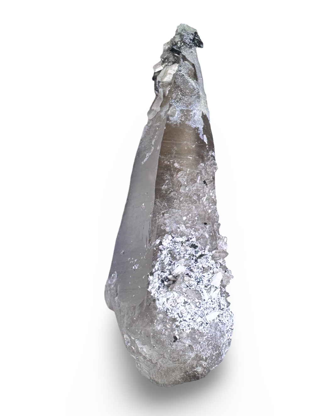 Tessin Habit Smoky Quartz with Hyalite Opal and Black Tourmaline, Erongo, Namibia, Africa