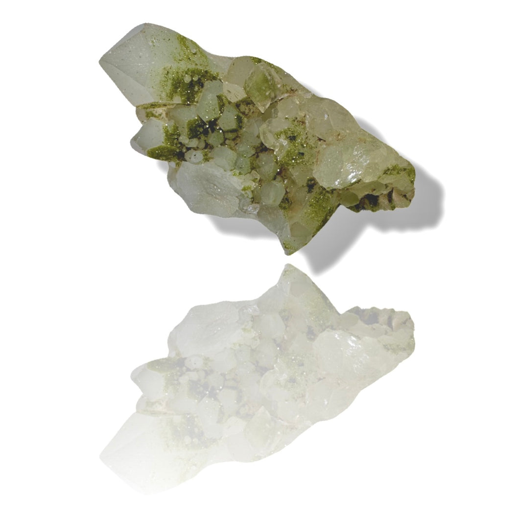 Druzy Epidote on Milk Quartz, Turkey