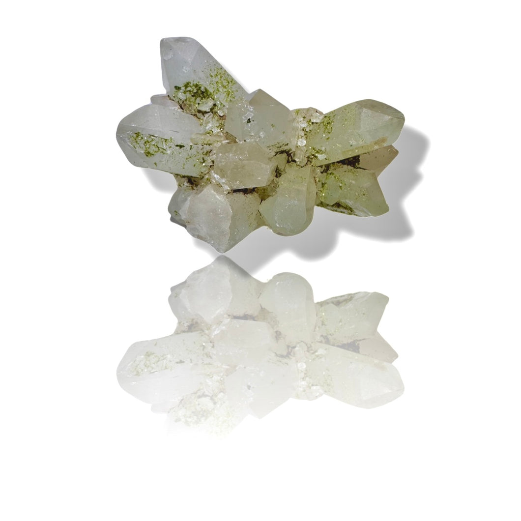 Druzy Epidote on Milk Quartz, Turkey