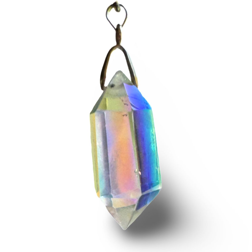 Angel Aura Double Terminated Pendant with .925 Sterling, Hand-cut, USA & Brazil