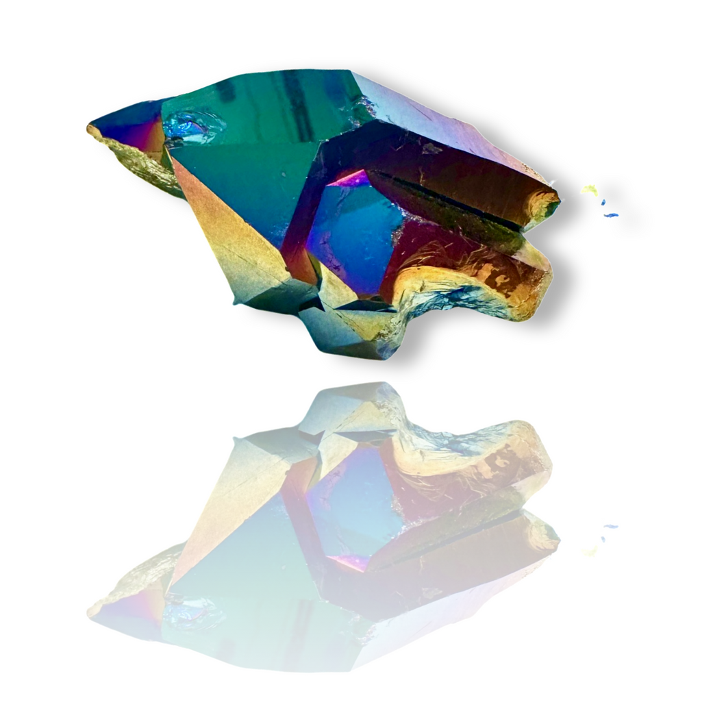 Double Titanium Aura Quartz Cluster, Brazil & USA Aura