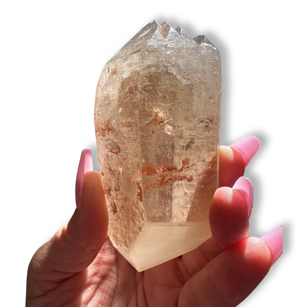 Phantom Citrine Master Lemurian Quartz with Red and Grey Amphibole, Brazil