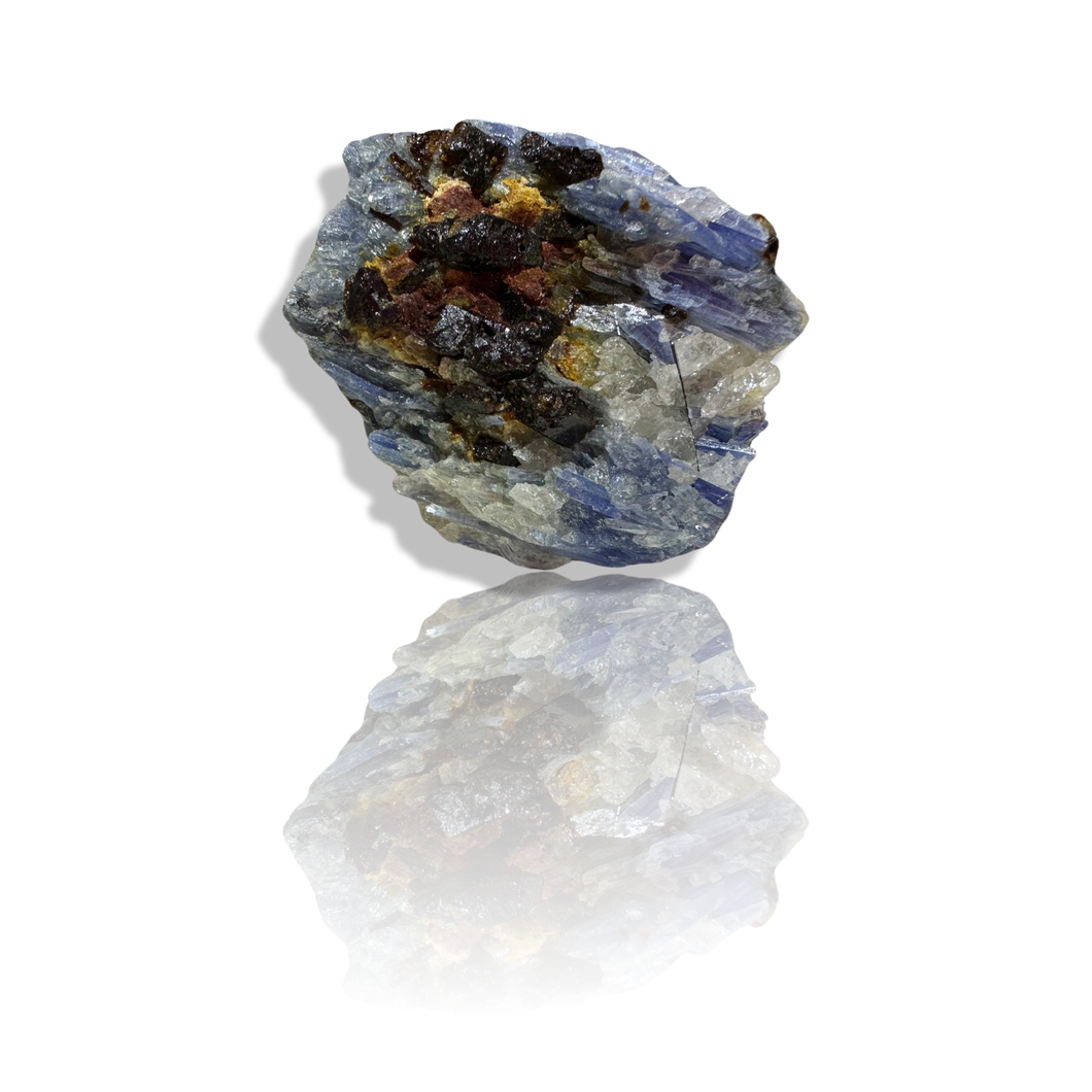 Blue Kyanite with Garnet & Quartz, Gerais Minas, Brazil