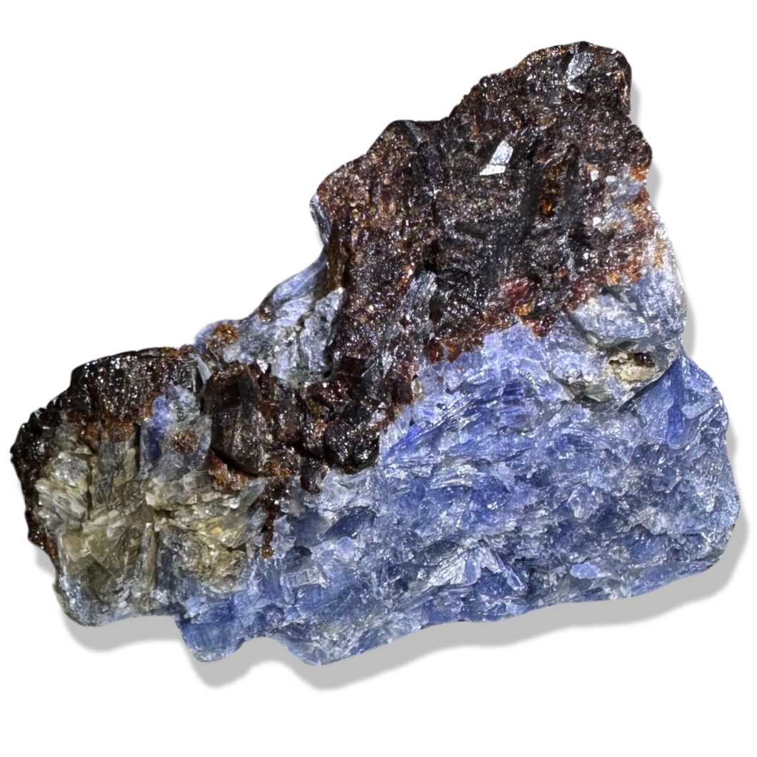 Blue Kyanite with Garnet & Quartz, Gerais Minas, Brazil