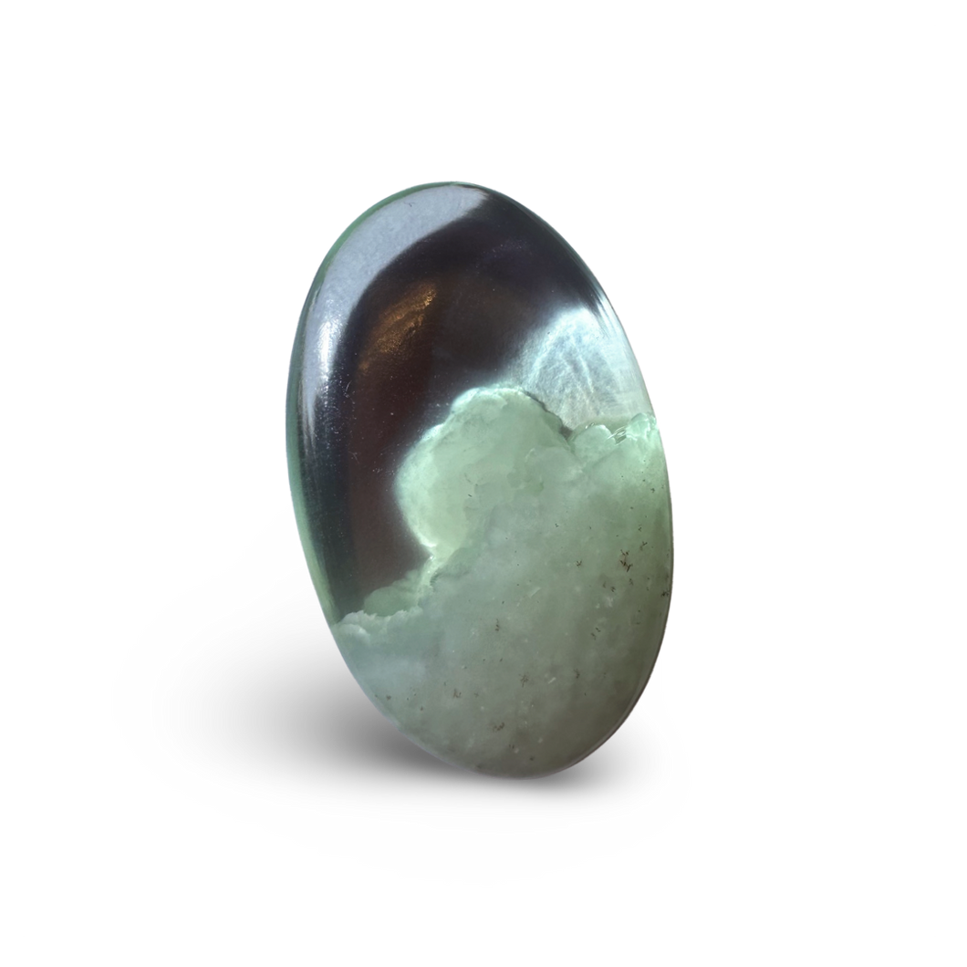 ‘Cloud Stone’ Green Alabaster Palm, Tremolite, Nephrite, Albite, Amphibole, Quartz and Obsidian Glass Slag, Wyoming, USA