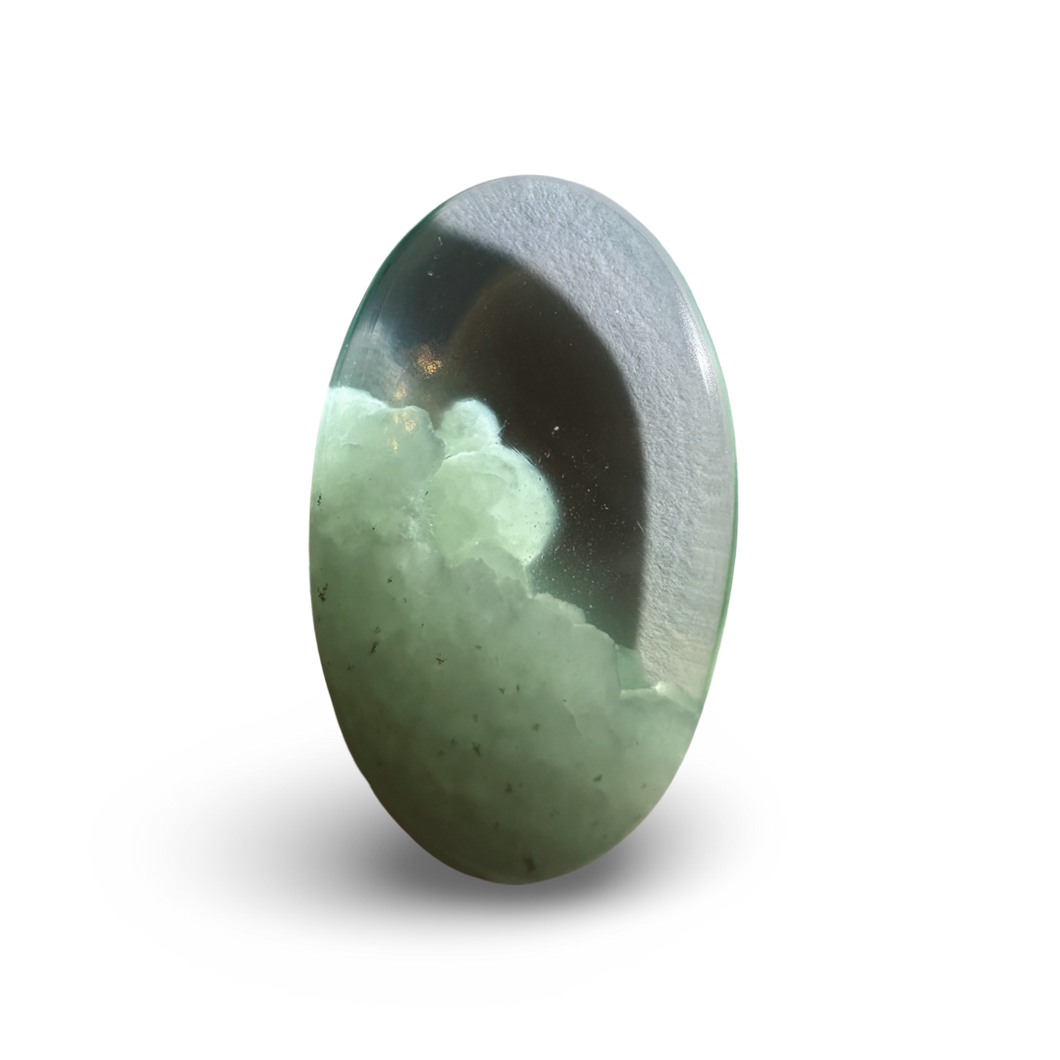 ‘Cloud Stone’ Green Alabaster Palm, Tremolite, Nephrite, Albite, Amphibole, Quartz and Obsidian Glass Slag, Wyoming, USA - Reserved