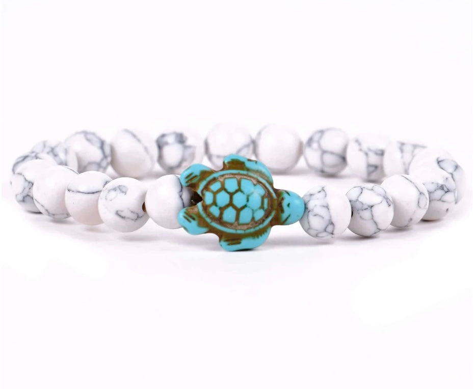 Sea Turtle Conservancy Crystal Turtle Tracker Bracelet, 100% Donation, Howlite