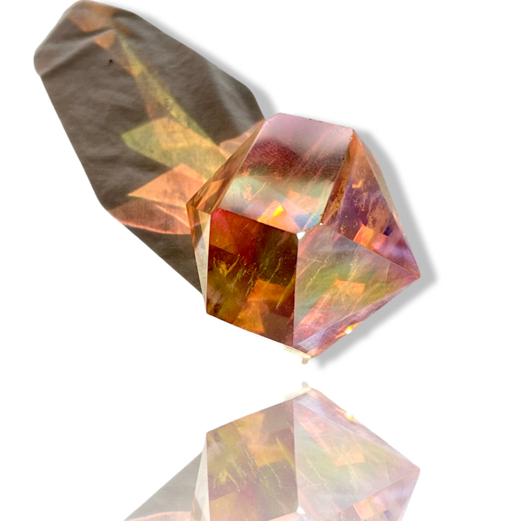 AAA Grade, Double Aura Coated Chubby Double Terminated Sunset Aura Quartz, USA