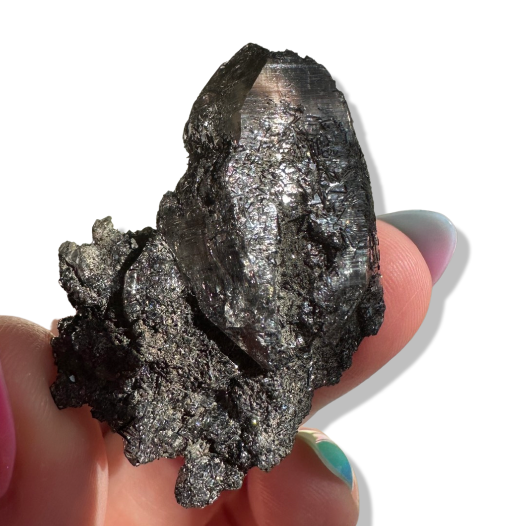 Black Samādhi Himalayan Quartz Pointed Cluster, Meru Peak, India