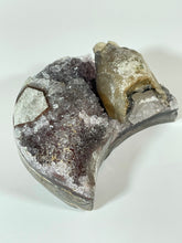 Load image into Gallery viewer, Druzy Amethyst Agate Jasper Moon with Calcite, Super Extra, Brazil
