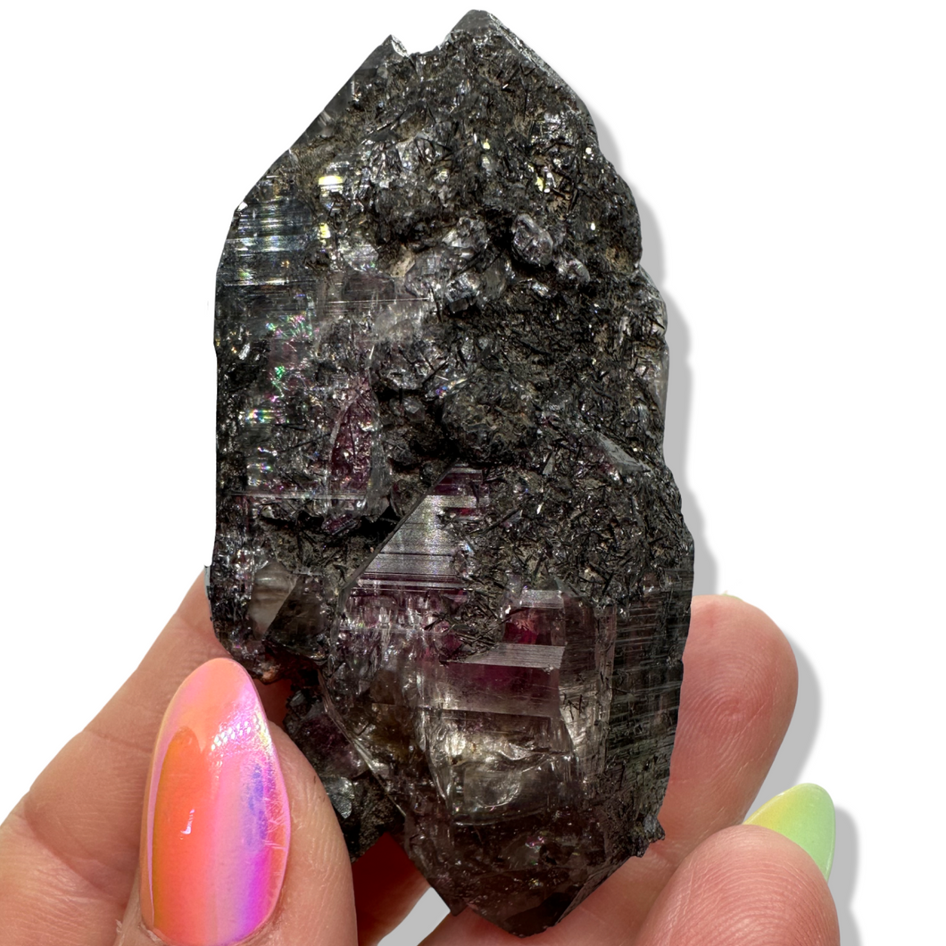 Black Samādhi Himalayan Quartz Pointed Cluster, Meru Peak, India