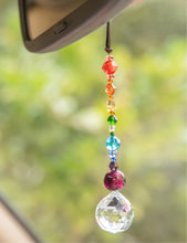 Load image into Gallery viewer, Faceted Crystal Chakra Sun Catcher/ Car Mirror
