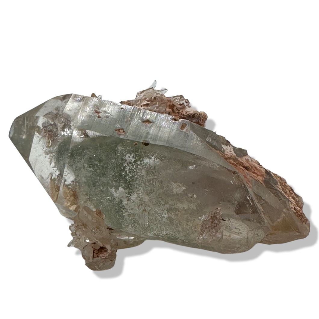 Phantom Chlorite Samādhi Himalayan with Hematite Flowers, Meru Peak, India