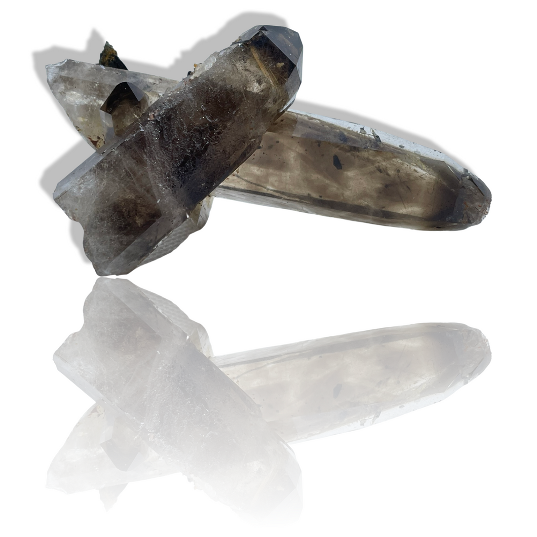 Aegerine in Smoky Quartz with Golden Rutile, Mt Malosa, Zomba Plateau, Malawi