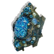 Load image into Gallery viewer, Czech Fire Opal Mermaid Pisces Ring, Adjustable, USA made
