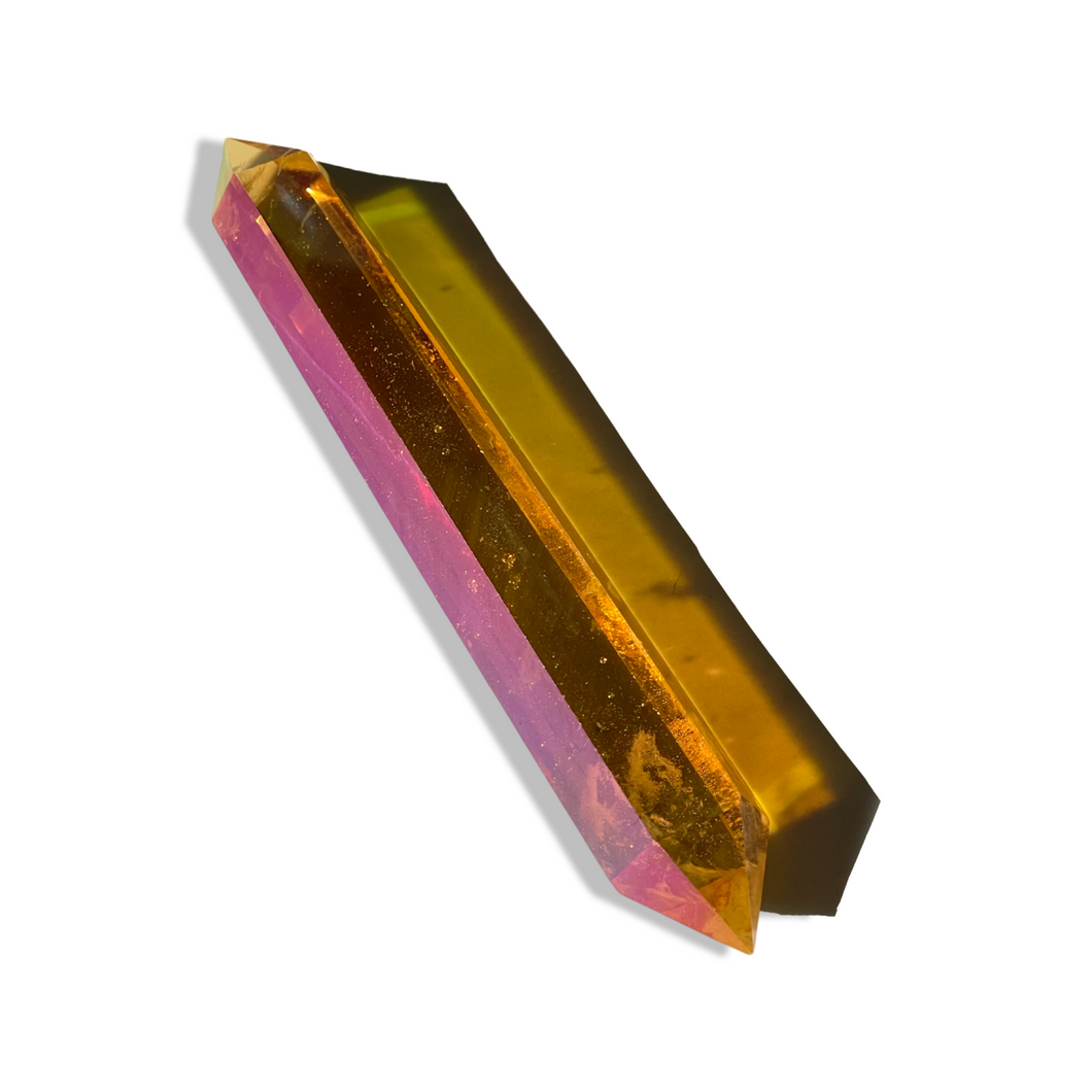 AAA Grade, Double Aura Coated 6 inch, Double Terminated Sunset Aura Quartz, USA Aura & Brazil Quartz