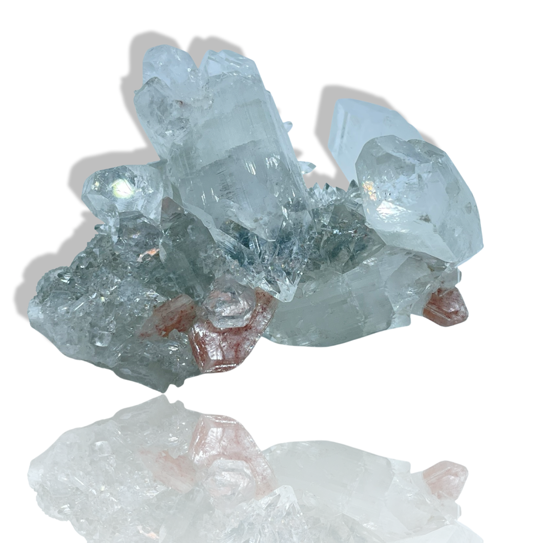 AAA Grade Apophyllite with Rare Rose Stilbite, India