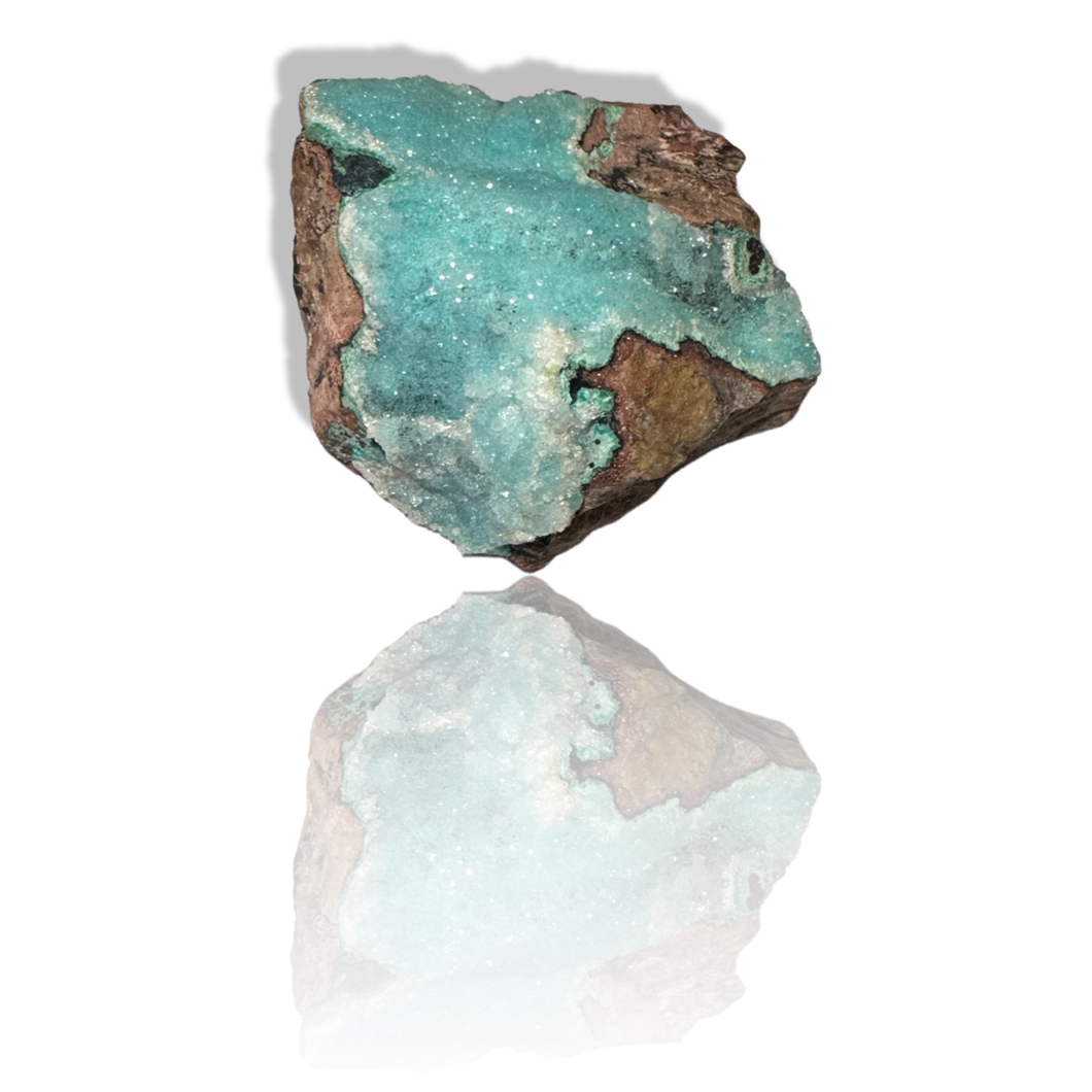 Druzy Chrysocolla Malachite Goethite on Cobaltoancalcite, DRC, The Congo, Africa