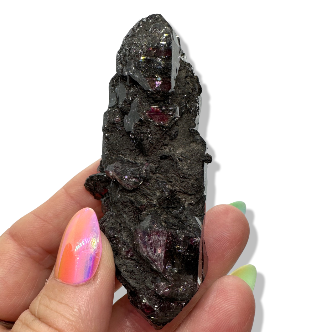 Black Samādhi Himalayan Quartz Pointed Cluster, Meru Peak, India