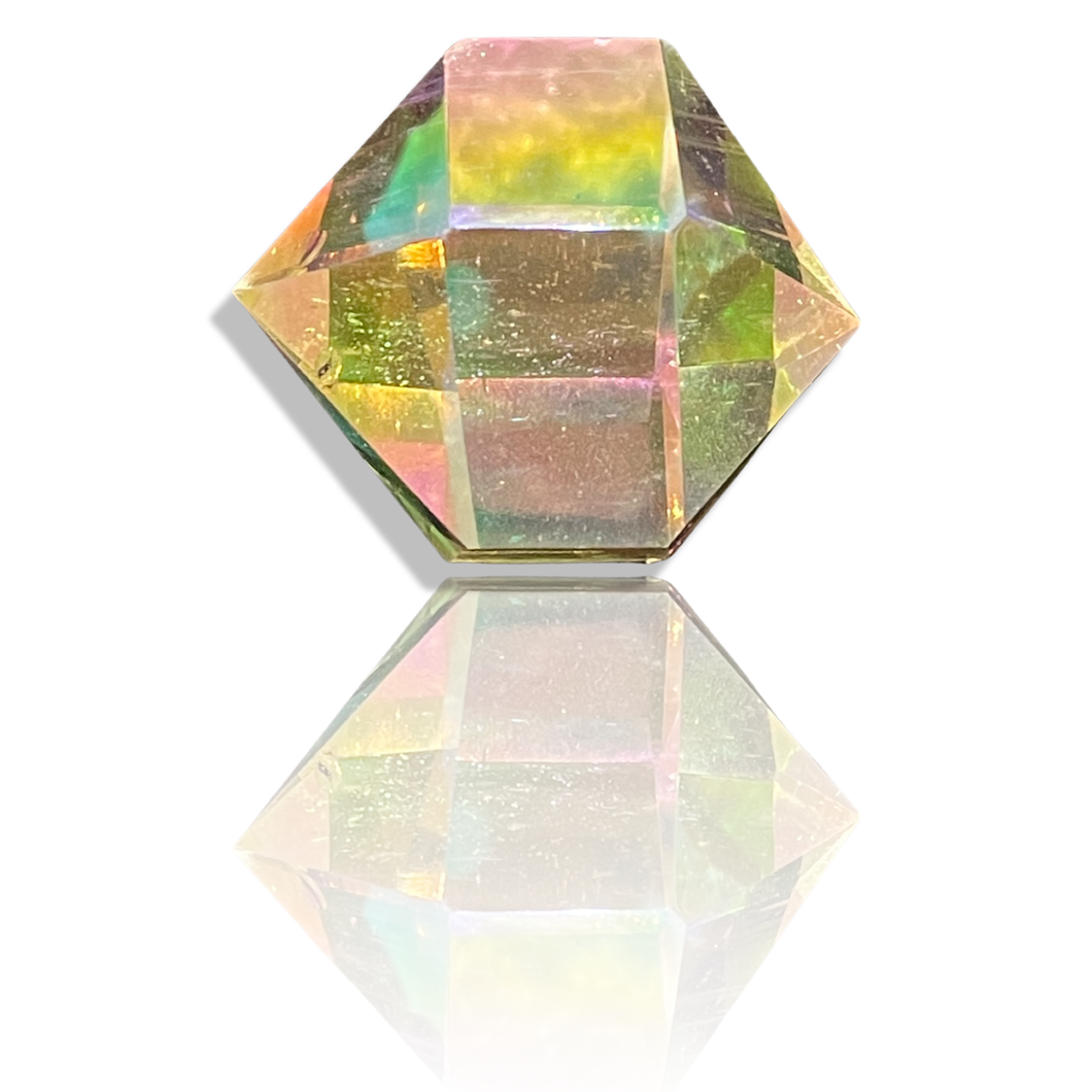 AAA Grade, Double Aura Coated Chubby Double Terminated Lemonade Aura Quartz, USA