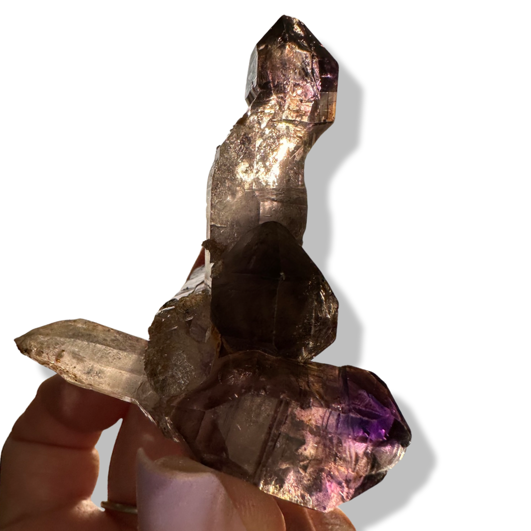 Sculptural Enhydro Smoky Shangaan Amethyst Scepter Clusters, Chibuku Mine, Zimbabwe
