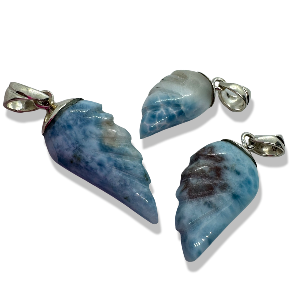 AAA Grade Larimar Angel Wing Pendant, Barahona, Dominican Republic