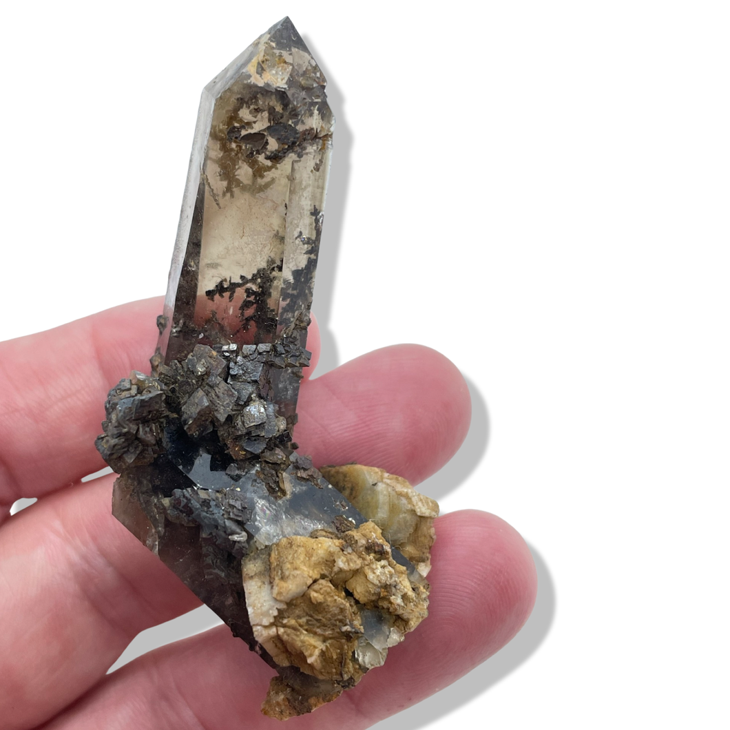 Aegerine in Smoky Quartz, Mt Malosa, Zomba Plateau, Malawi