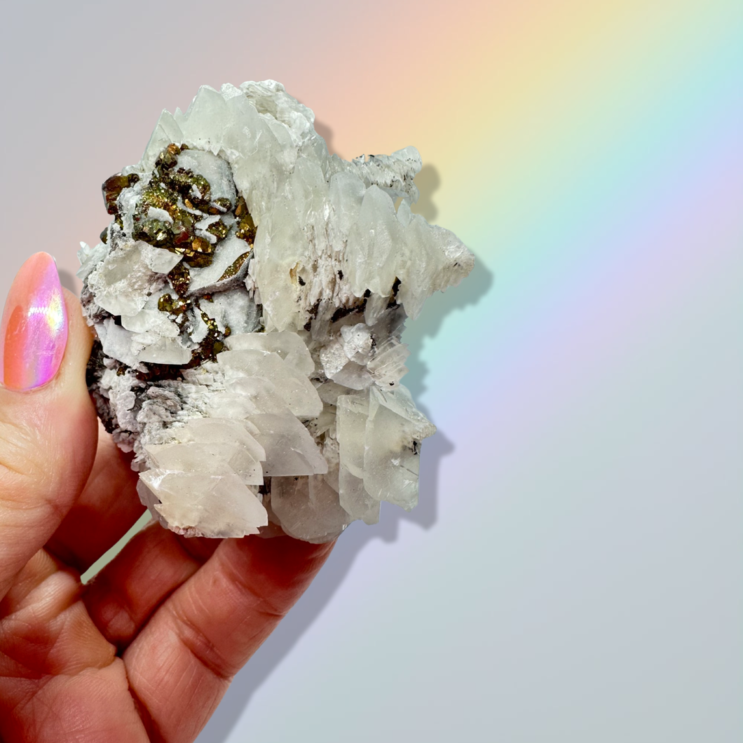 Pseudomorph, Calcite and Pyrite after Fluorite, Danlegorsk, Russia