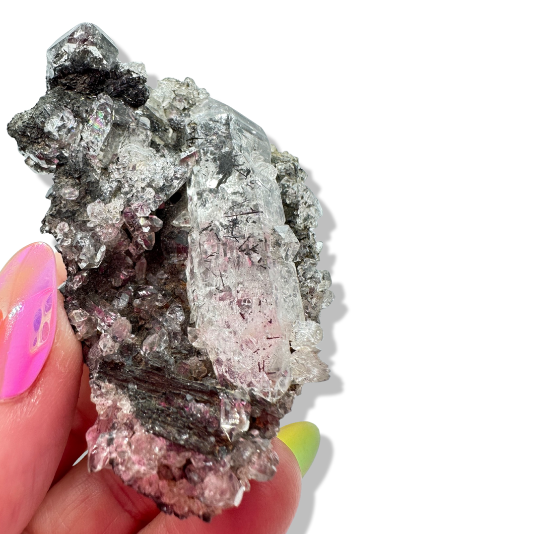 Black Samādhi Himalayan Quartz Pointed Cluster, Meru Peak, India