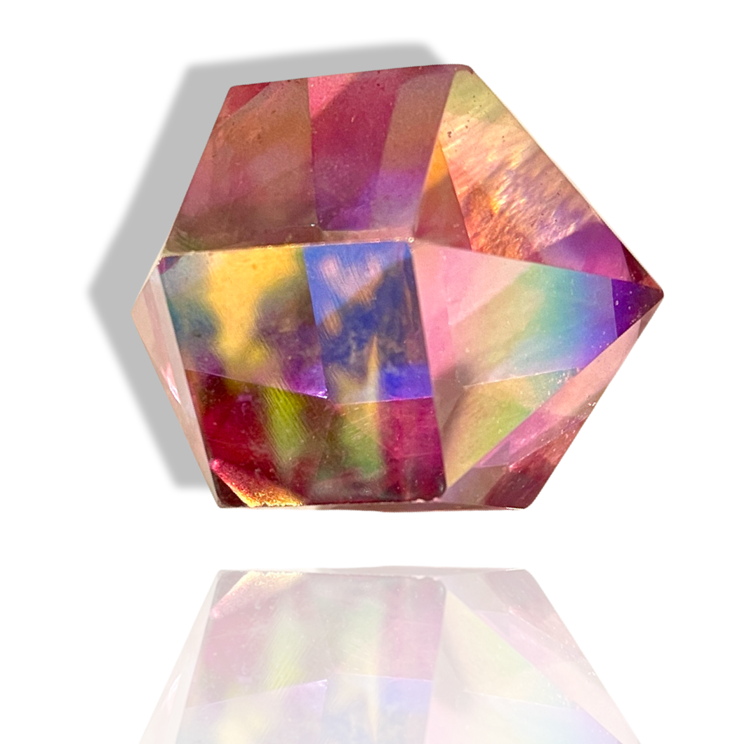 AAA Grade, Double Aura Coated Chubby Double Terminated Bubblegum Aura Quartz, USA